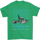 Fishing It's Cheaper Than Therapy Fisherman Mens T-Shirt Cotton Gildan Irish Green