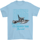Fishing It's Cheaper Than Therapy Fisherman Mens T-Shirt Cotton Gildan Light Blue