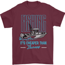 Fishing It's Cheaper Than Therapy Fisherman Mens T-Shirt Cotton Gildan Maroon
