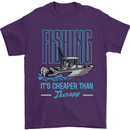 Fishing It's Cheaper Than Therapy Fisherman Mens T-Shirt Cotton Gildan Purple