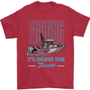 Fishing It's Cheaper Than Therapy Fisherman Mens T-Shirt Cotton Gildan Red