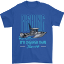 Fishing It's Cheaper Than Therapy Fisherman Mens T-Shirt Cotton Gildan Royal Blue