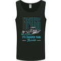 Fishing It's Cheaper Than Therapy Fisherman Mens Vest Tank Top Black