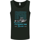Fishing It's Cheaper Than Therapy Fisherman Mens Vest Tank Top Black