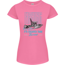 Fishing It's Cheaper Than Therapy Fisherman Womens Petite Cut T-Shirt Azalea