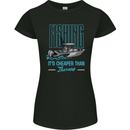Fishing It's Cheaper Than Therapy Fisherman Womens Petite Cut T-Shirt Black