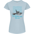 Fishing It's Cheaper Than Therapy Fisherman Womens Petite Cut T-Shirt Light Blue