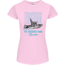 Fishing It's Cheaper Than Therapy Fisherman Womens Petite Cut T-Shirt Light Pink