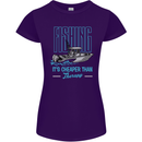 Fishing It's Cheaper Than Therapy Fisherman Womens Petite Cut T-Shirt Purple