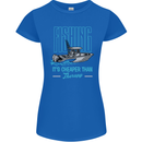 Fishing It's Cheaper Than Therapy Fisherman Womens Petite Cut T-Shirt Royal Blue