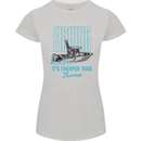 Fishing It's Cheaper Than Therapy Fisherman Womens Petite Cut T-Shirt Sports Grey