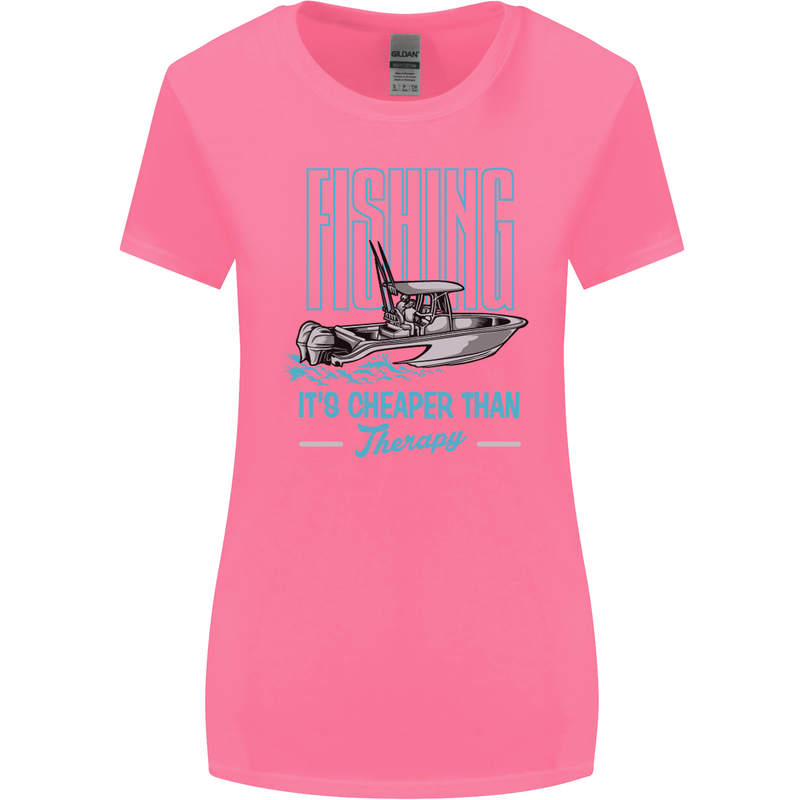 Fishing It's Cheaper Than Therapy Fisherman Womens Wider Cut T-Shirt Azalea