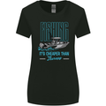 Fishing It's Cheaper Than Therapy Fisherman Womens Wider Cut T-Shirt Black