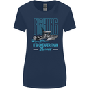 Fishing It's Cheaper Than Therapy Fisherman Womens Wider Cut T-Shirt Navy Blue