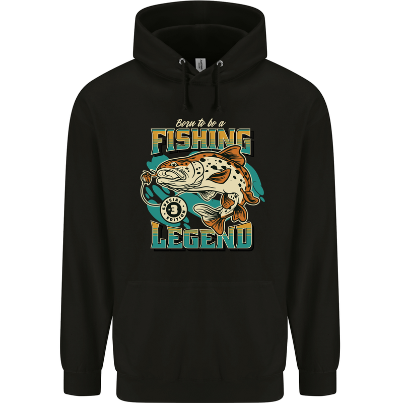 Fishing Legend Funny Fisherman Childrens Kids Hoodie Black