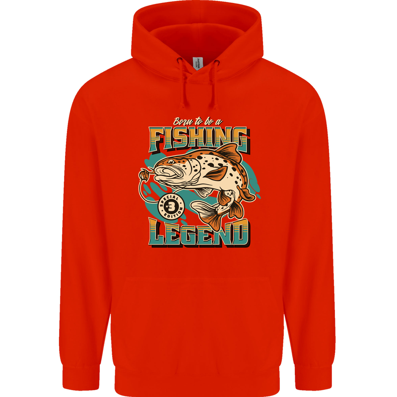 Fishing Legend Funny Fisherman Childrens Kids Hoodie Bright Red