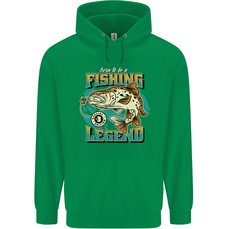 Fishing Legend Funny Fisherman Childrens Kids Hoodie Irish Green