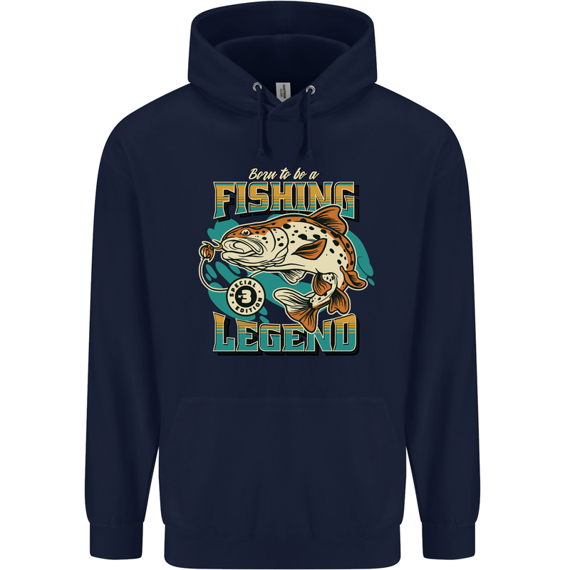 Fishing Legend Funny Fisherman Childrens Kids Hoodie Navy Blue