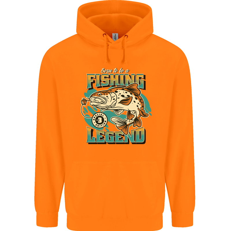 Fishing Legend Funny Fisherman Childrens Kids Hoodie Orange