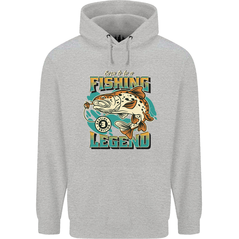 Fishing Legend Funny Fisherman Childrens Kids Hoodie Sports Grey