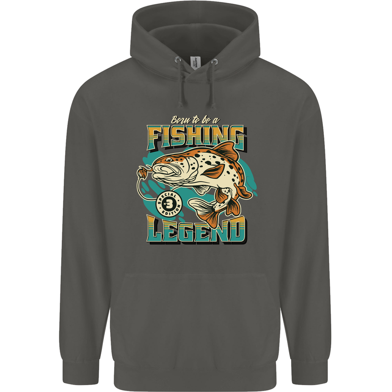 Fishing Legend Funny Fisherman Childrens Kids Hoodie Storm Grey