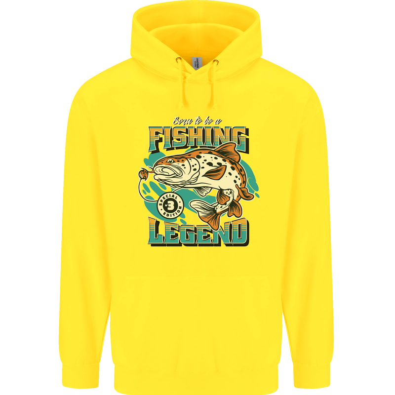 Fishing Legend Funny Fisherman Childrens Kids Hoodie Yellow