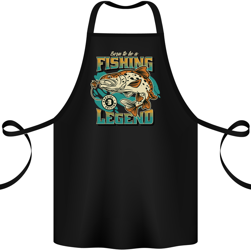 Fishing Legend Funny Fisherman Cotton Apron 100% Organic Black