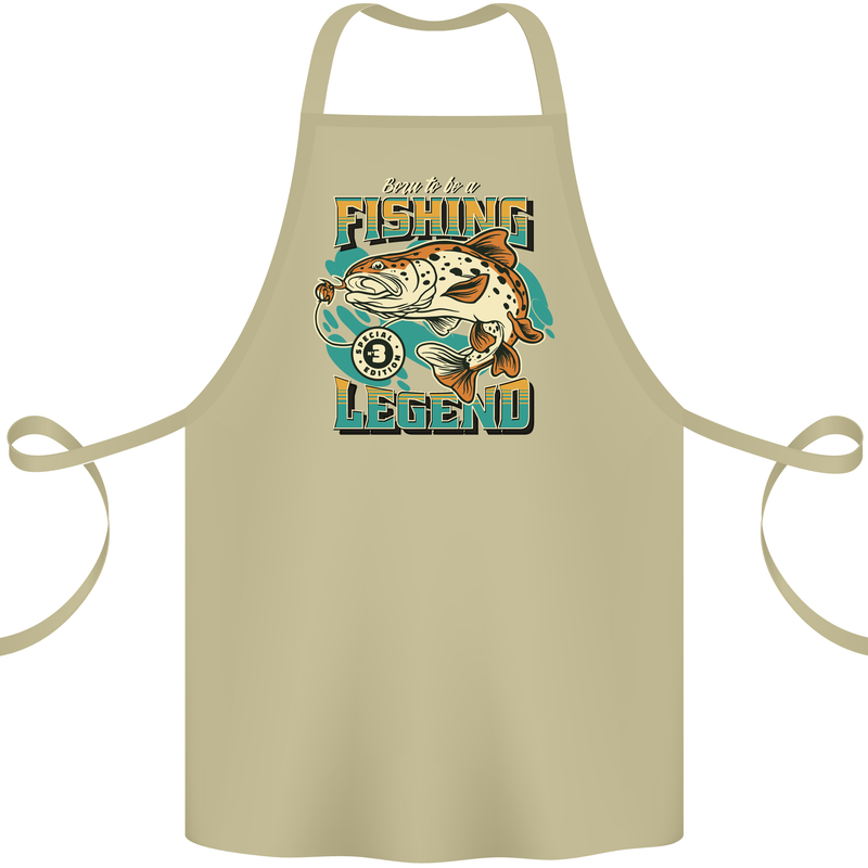 Fishing Legend Funny Fisherman Cotton Apron 100% Organic Khaki