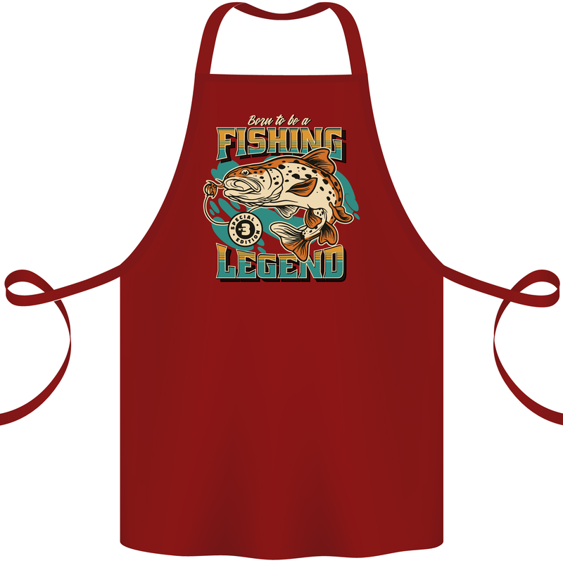 Fishing Legend Funny Fisherman Cotton Apron 100% Organic Maroon