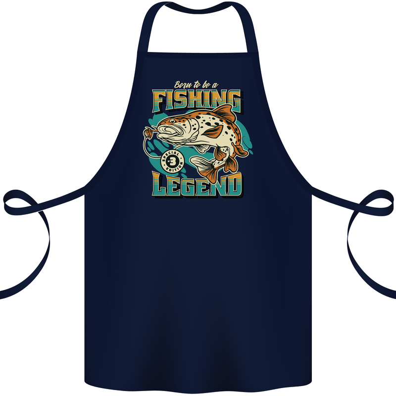 Fishing Legend Funny Fisherman Cotton Apron 100% Organic Navy Blue