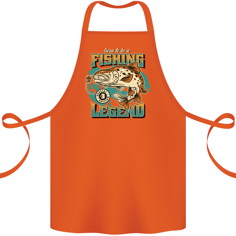 Fishing Legend Funny Fisherman Cotton Apron 100% Organic Orange