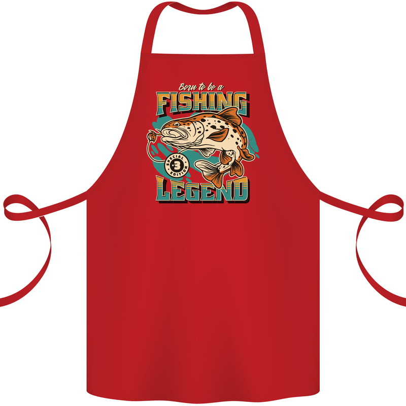 Fishing Legend Funny Fisherman Cotton Apron 100% Organic Red