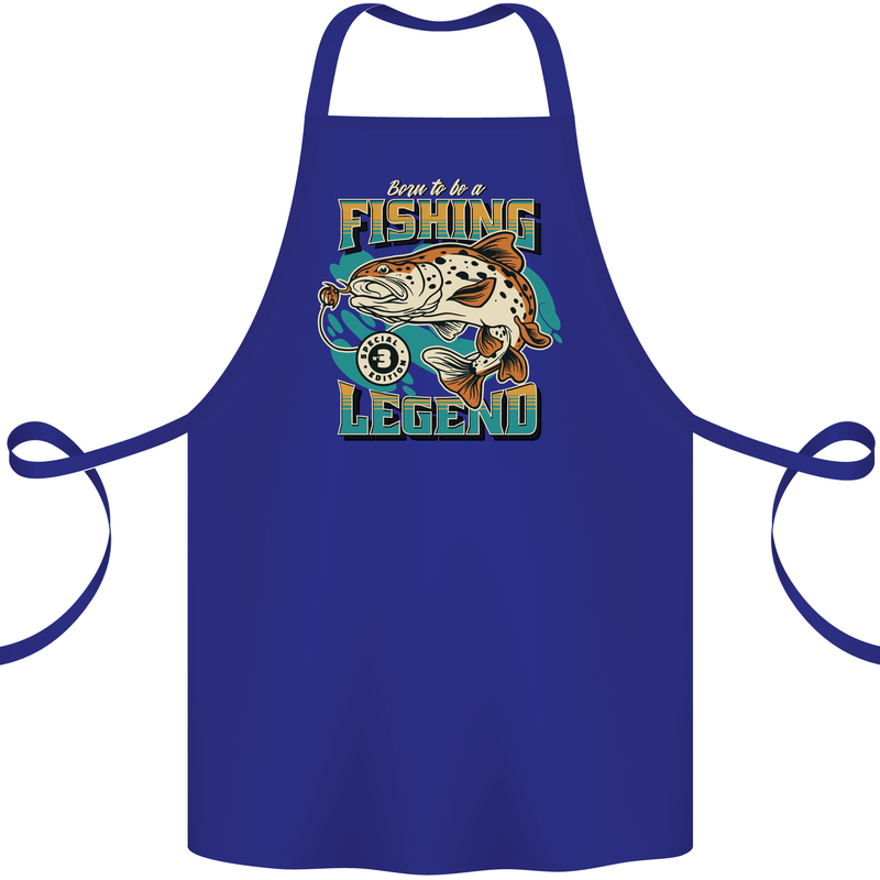 Fishing Legend Funny Fisherman Cotton Apron 100% Organic Royal Blue