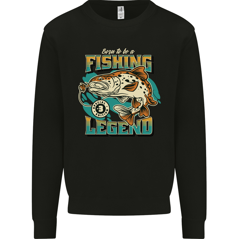 Fishing Legend Funny Fisherman Kids Sweatshirt Jumper Black