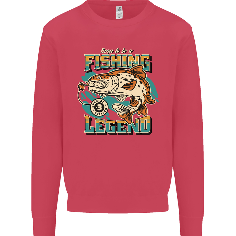 Fishing Legend Funny Fisherman Kids Sweatshirt Jumper Heliconia