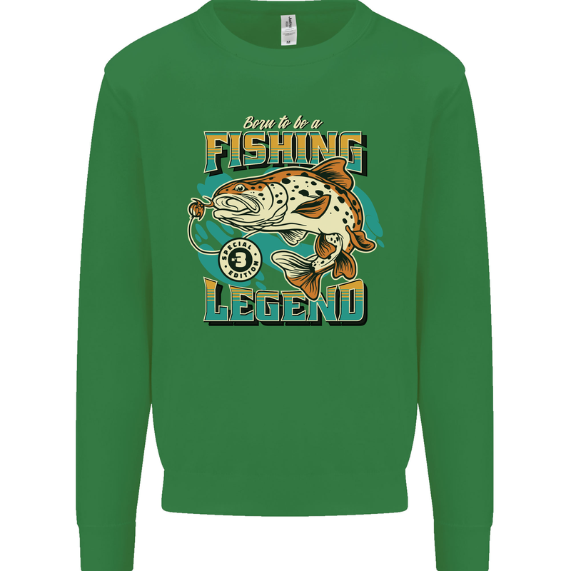 Fishing Legend Funny Fisherman Kids Sweatshirt Jumper Irish Green