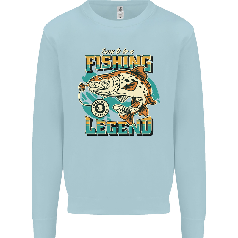 Fishing Legend Funny Fisherman Kids Sweatshirt Jumper Light Blue