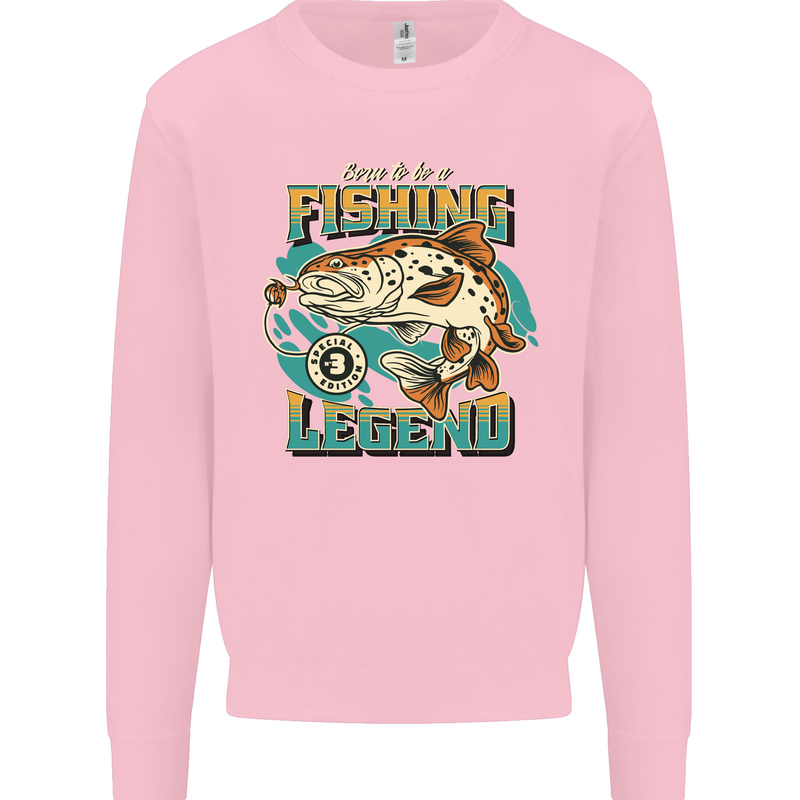Fishing Legend Funny Fisherman Kids Sweatshirt Jumper Light Pink
