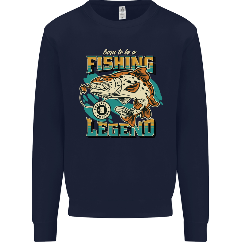 Fishing Legend Funny Fisherman Kids Sweatshirt Jumper Navy Blue