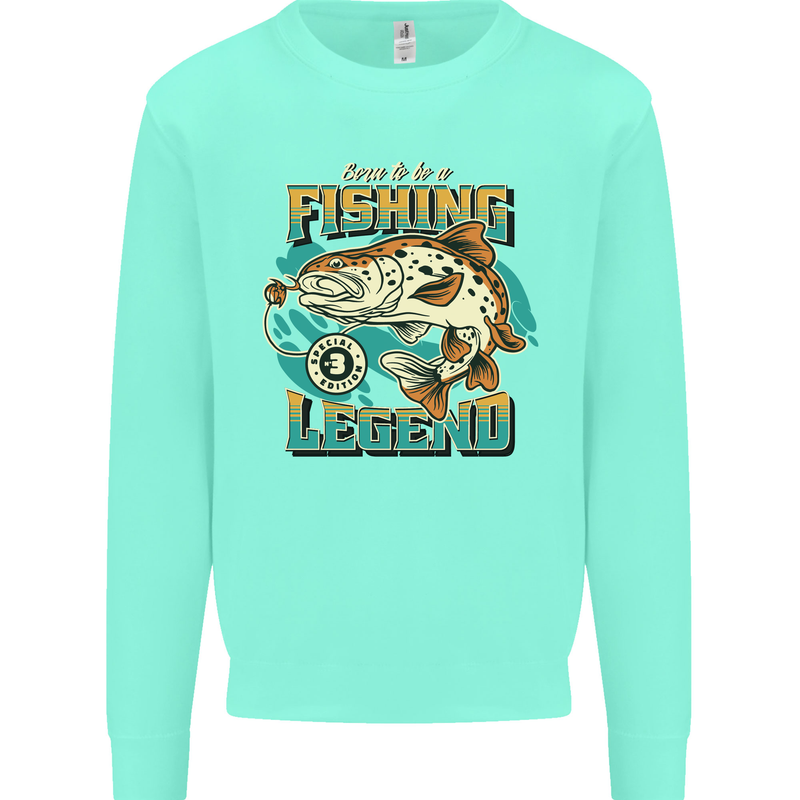 Fishing Legend Funny Fisherman Kids Sweatshirt Jumper Peppermint