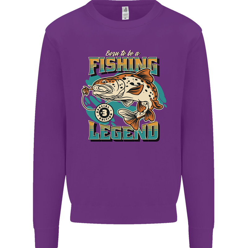 Fishing Legend Funny Fisherman Kids Sweatshirt Jumper Purple