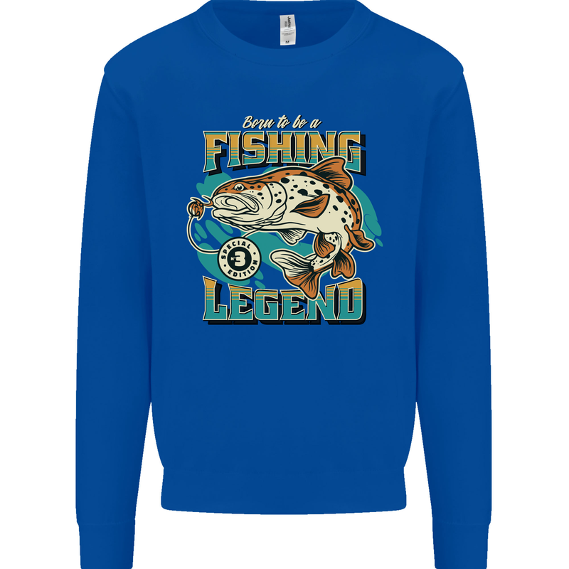 Fishing Legend Funny Fisherman Kids Sweatshirt Jumper Royal Blue