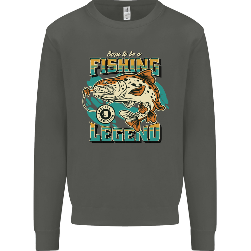Fishing Legend Funny Fisherman Kids Sweatshirt Jumper Storm Grey
