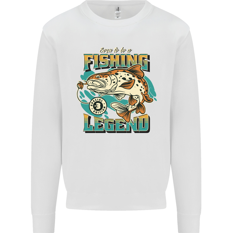 Fishing Legend Funny Fisherman Kids Sweatshirt Jumper White