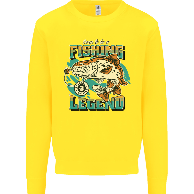 Fishing Legend Funny Fisherman Kids Sweatshirt Jumper Yellow
