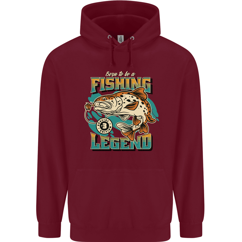 Fishing Legend Funny Fisherman Mens 80% Cotton Hoodie Maroon