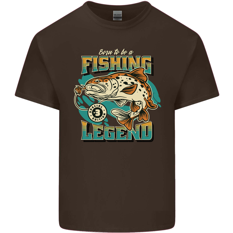 Fishing Legend Funny Fisherman Mens Cotton T-Shirt Tee Top Dark Chocolate