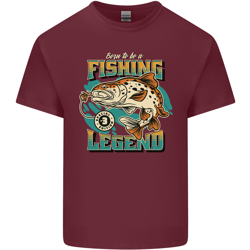 Fishing Legend Funny Fisherman Mens Cotton T-Shirt Tee Top Maroon