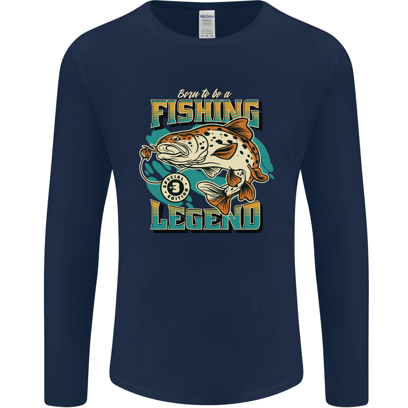 Fishing Legend Funny Fisherman Mens Long Sleeve T-Shirt Navy Blue