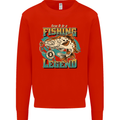 Fishing Legend Funny Fisherman Mens Sweatshirt Jumper Bright Red